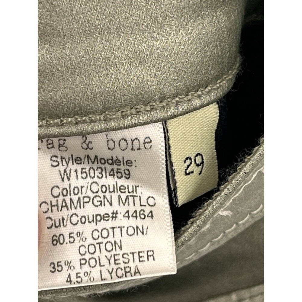 RAG & BONE Women's Champagne Metallic Shiny Legging Pant 29 - Picture 4 of 6